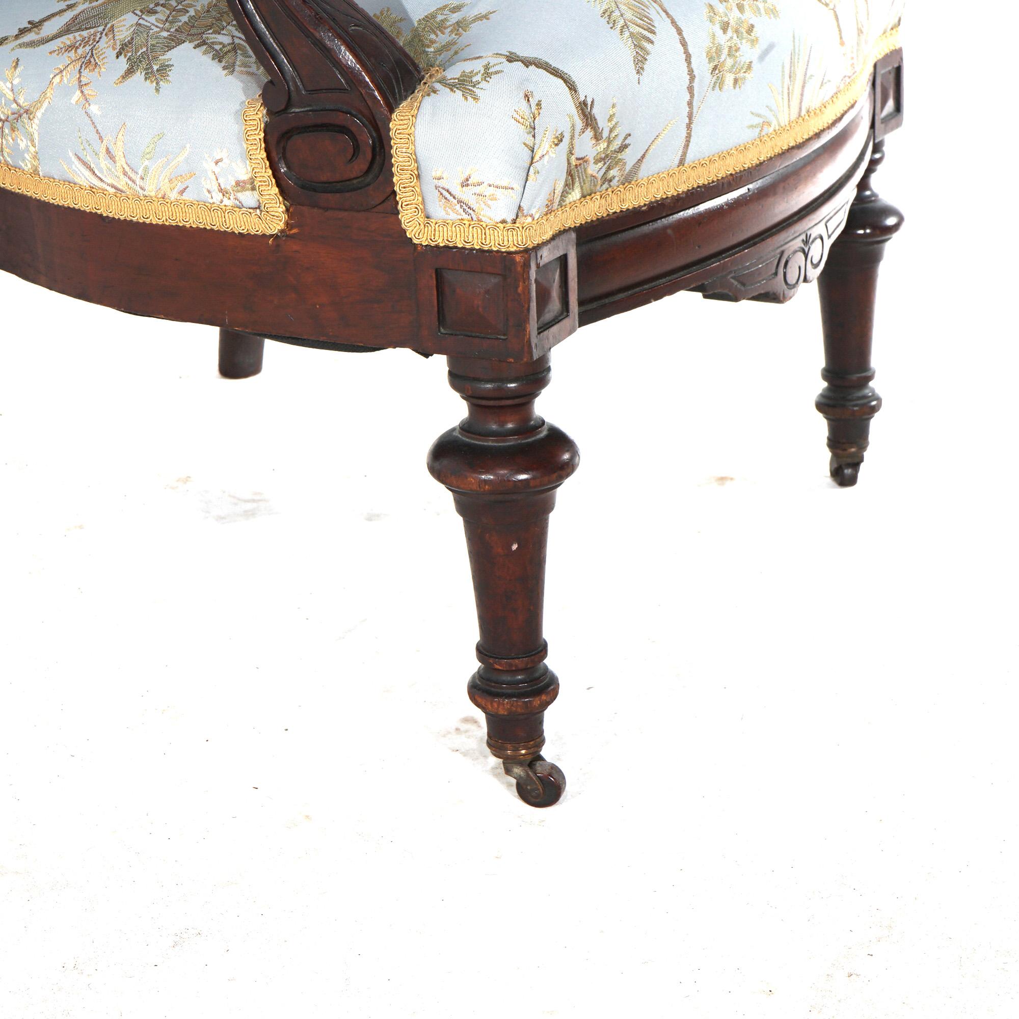 Antique Renaissance Carved Walnut Upholstered Gentleman’s Chair C1890 For Sale 6