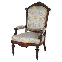 Antike Renaissance geschnitzt Nussbaum gepolstert Gentleman's Chair C1890