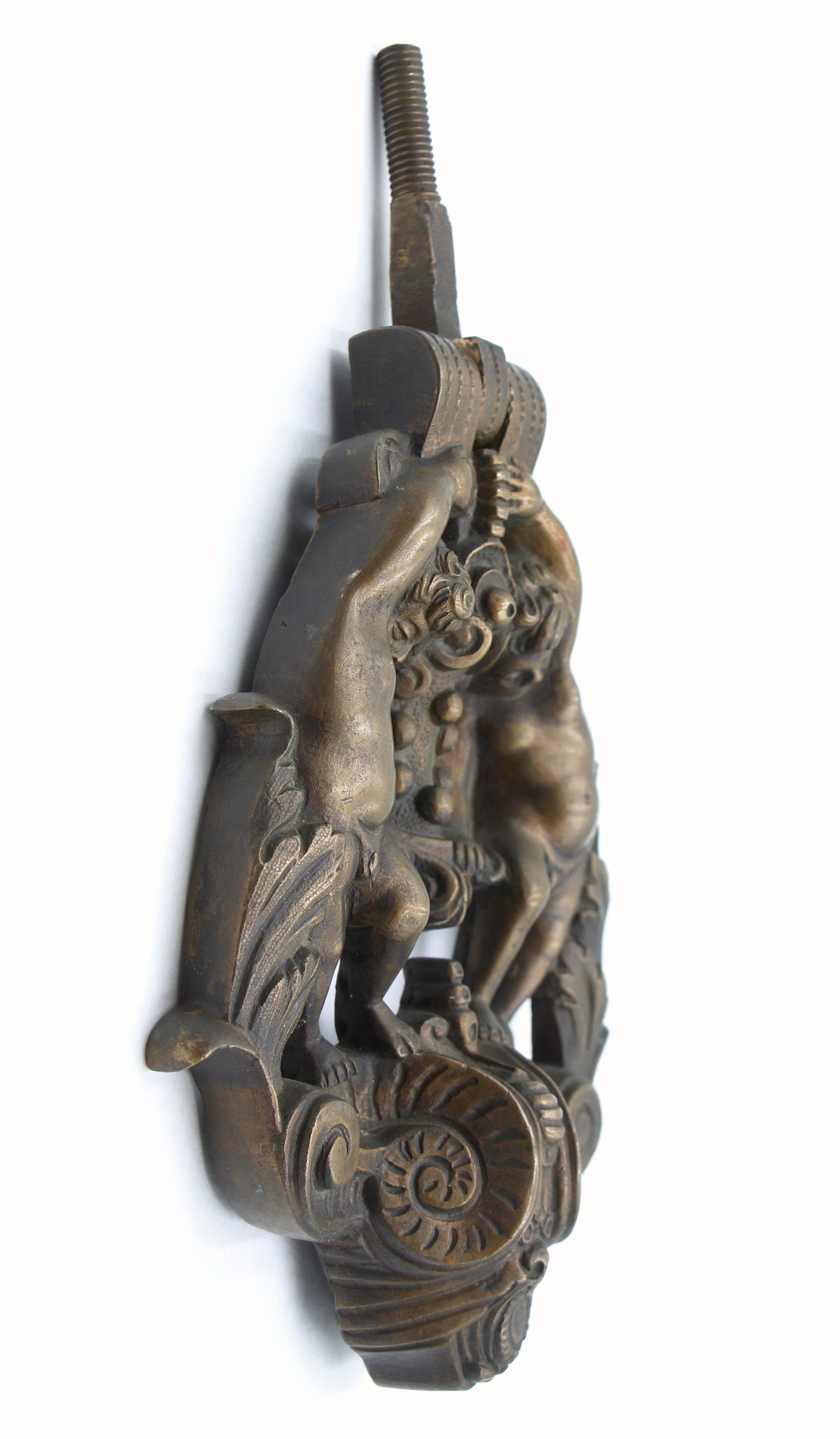 Antique Renaissance Cherubic Bronze Door Knocker For Sale 1