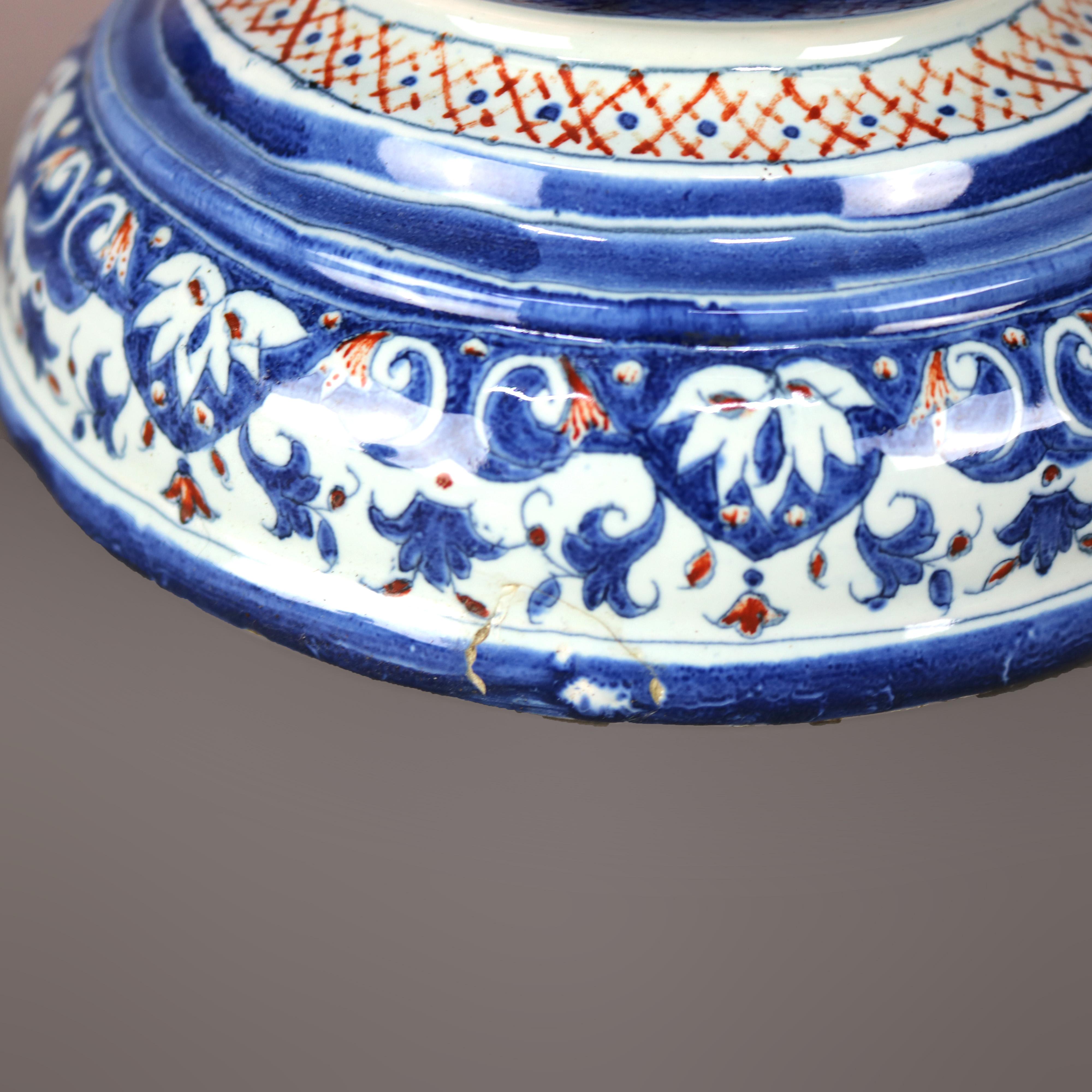 Antique Renaissance French, Rouen Faience Beverage Dispenser, Signed Borne 1738 4