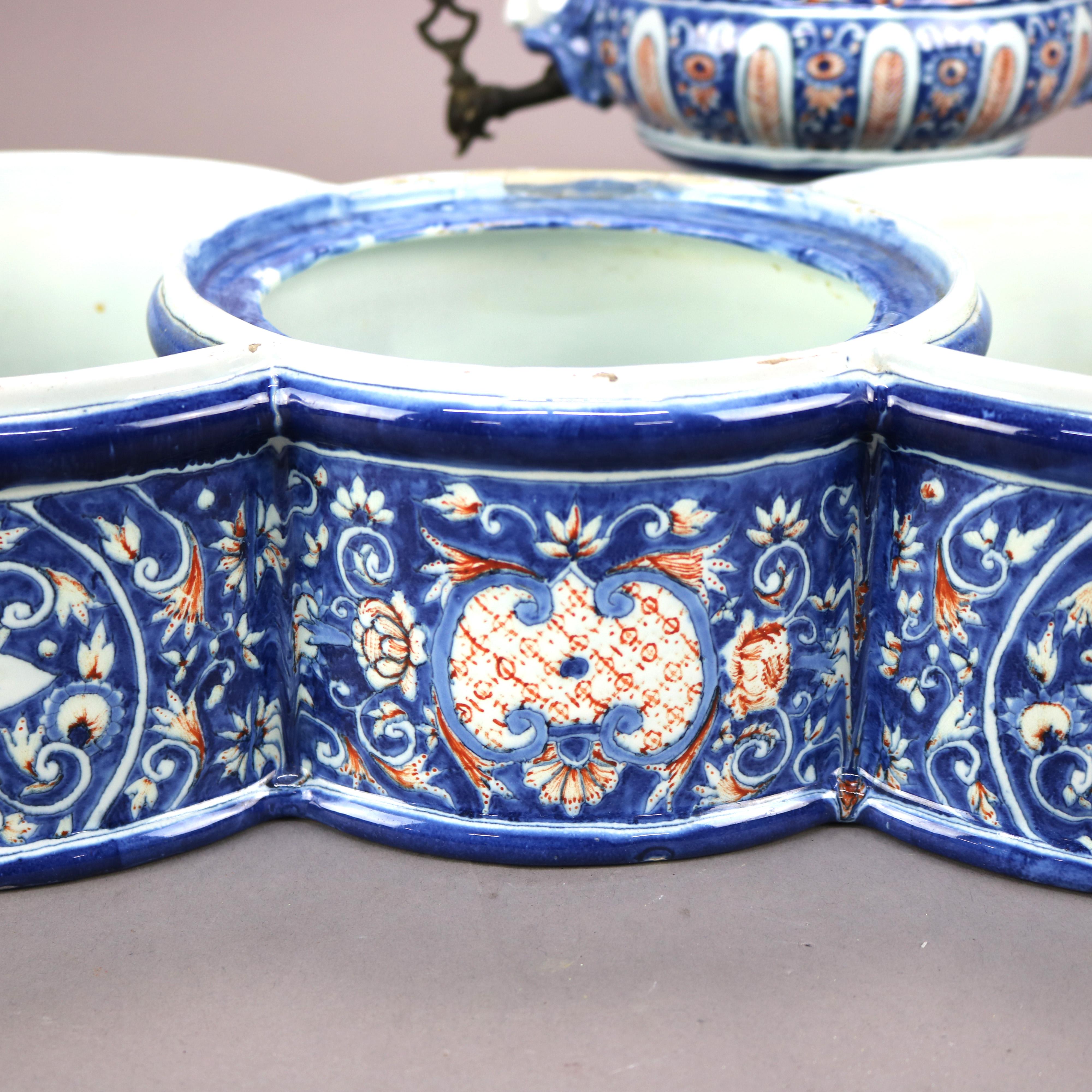 Antique Renaissance French, Rouen Faience Beverage Dispenser, Signed Borne 1738 5