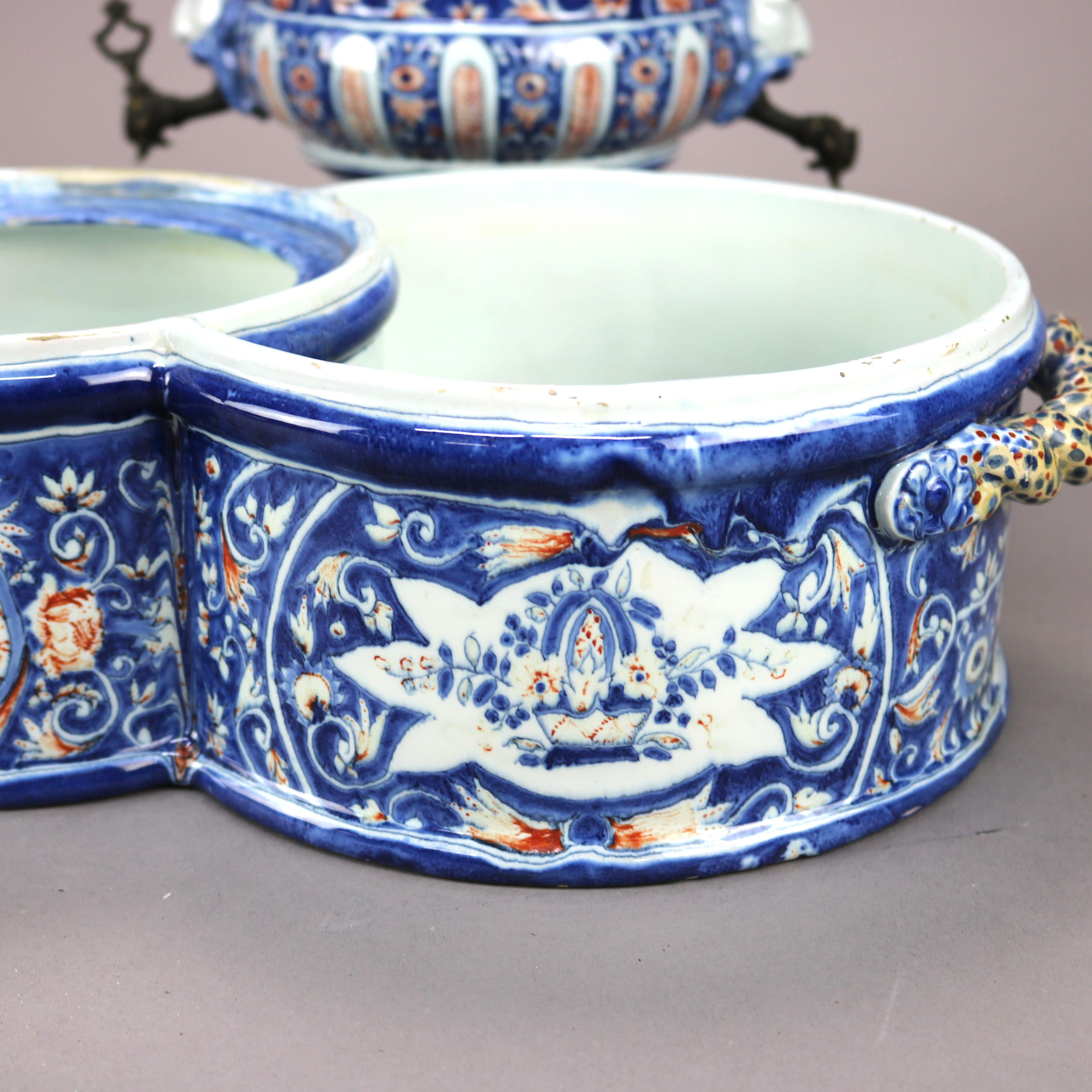 Antique Renaissance French, Rouen Faience Beverage Dispenser, Signed Borne 1738 7