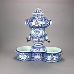 Antique Renaissance French, Rouen Faience Beverage Dispenser, Signed Borne 1738