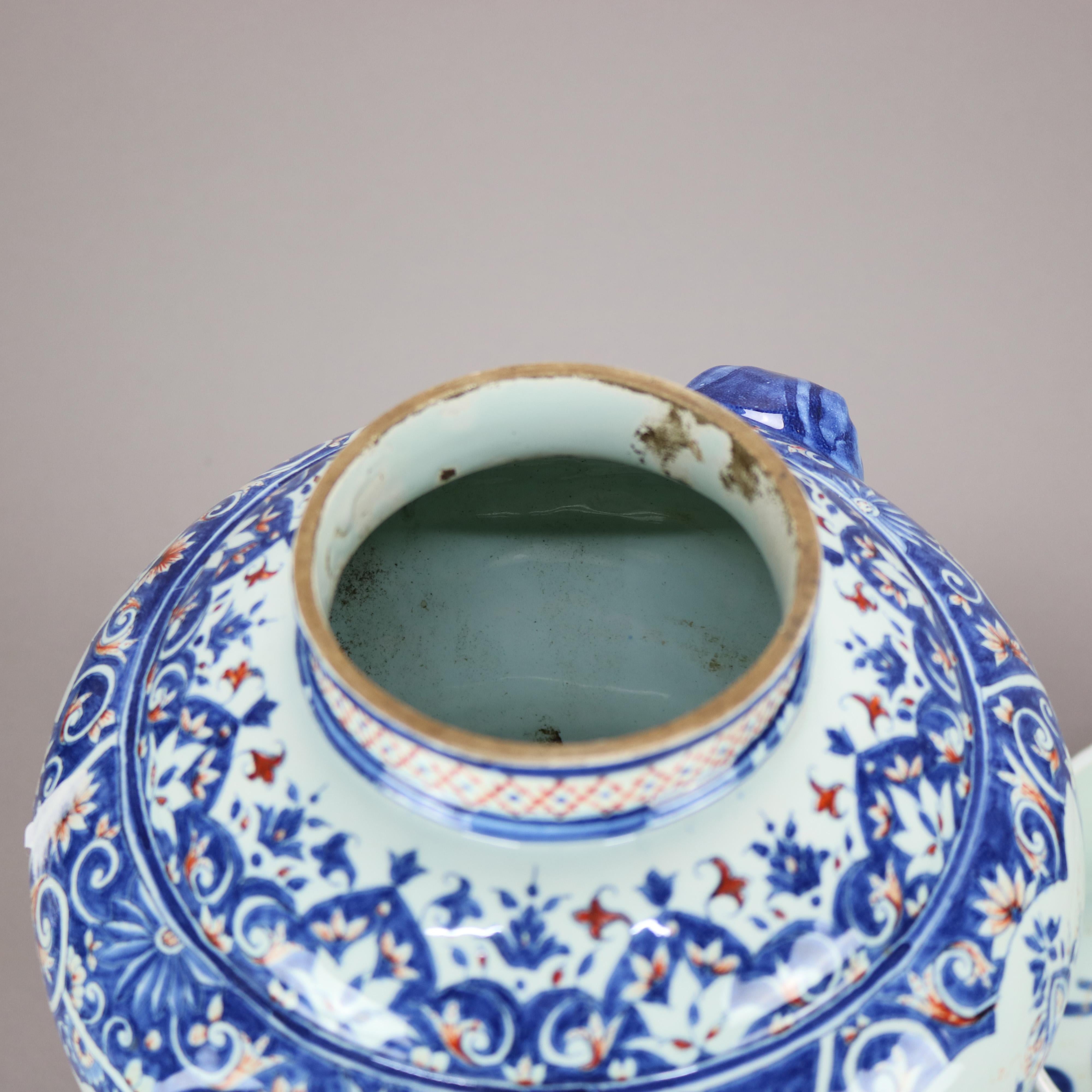 Antique Renaissance French, Rouen Faience Beverage Dispenser, Signed Borne 1738 2