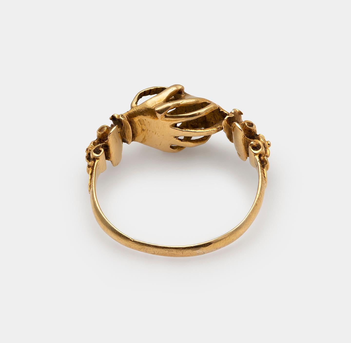 Antiker Renaissance-Gold-Fußring mit Verlobungsring im Zustand „Gut“ im Angebot in Chicago, IL