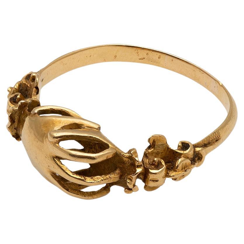 Antiker Renaissance-Gold-Fußring mit Verlobungsring