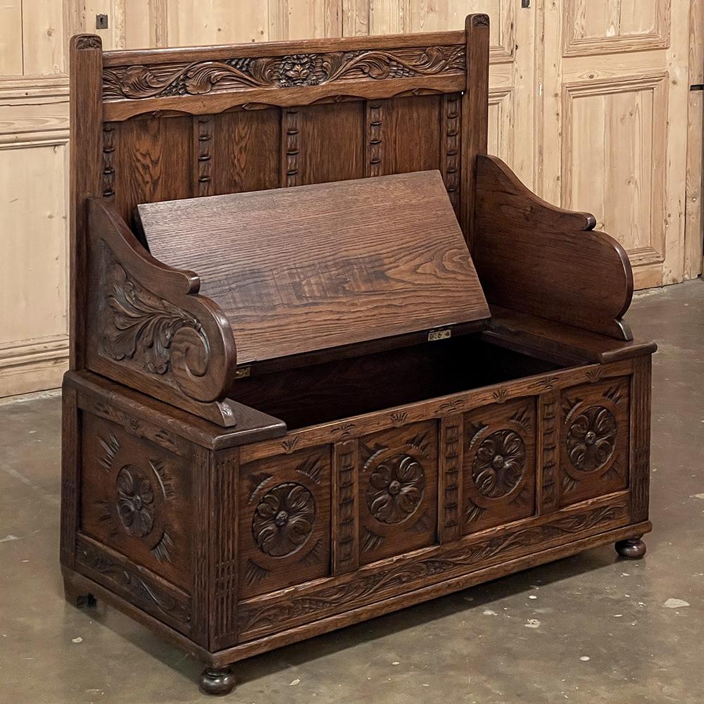 Belgian Antique Renaissance Hall Bench For Sale