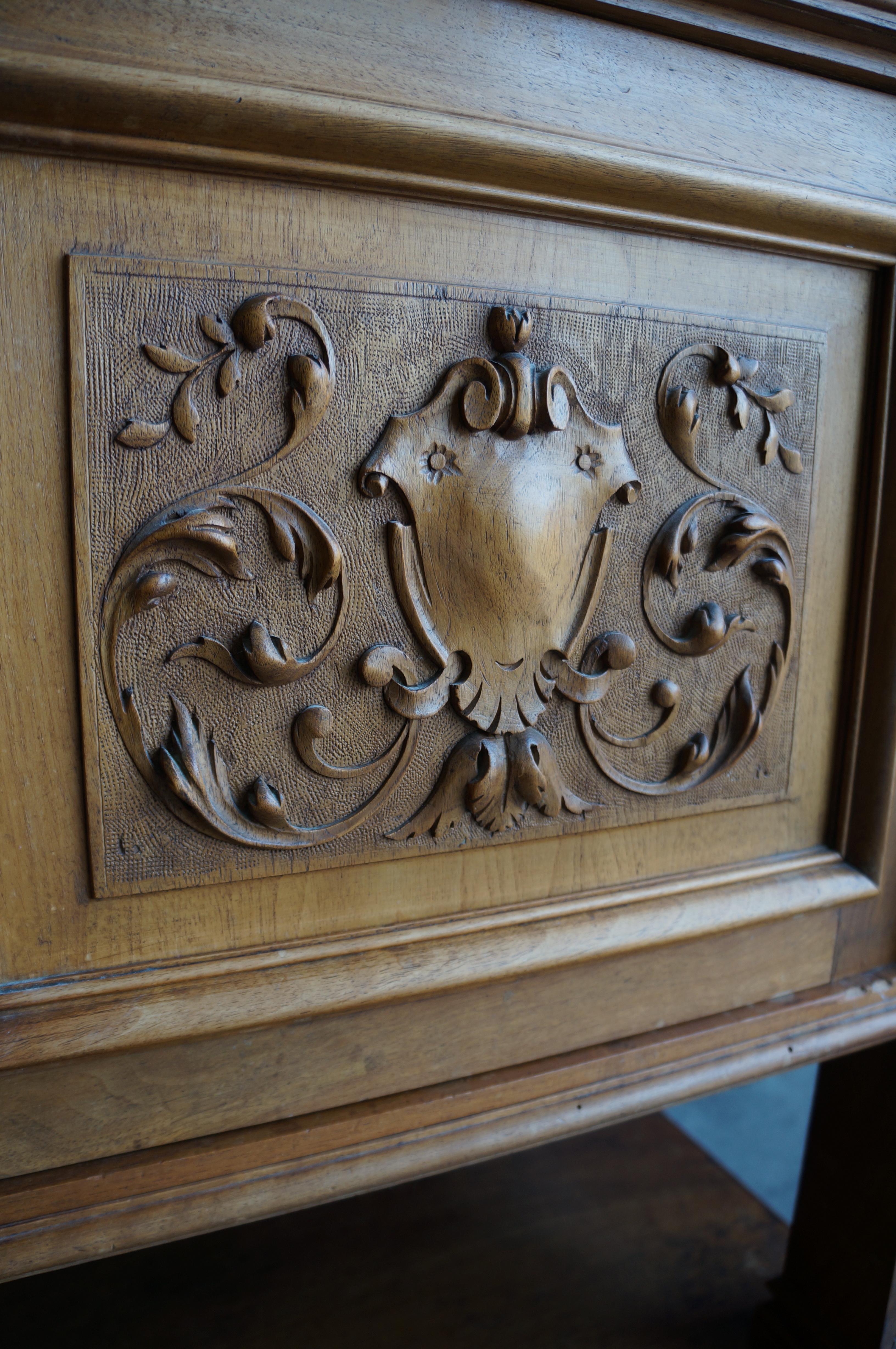 Hand-Carved Antique Renaissance Marble Top Buffet For Sale