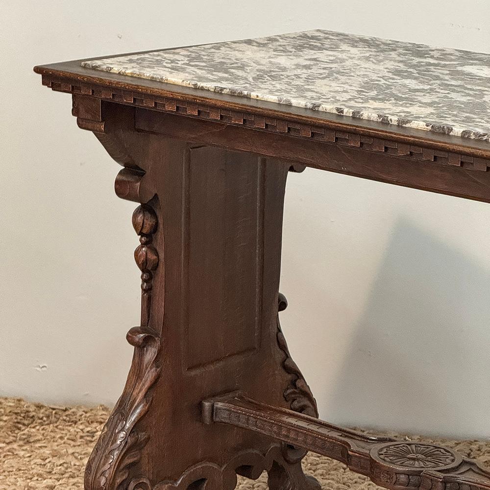 Ancienne table d'appoint Renaissance à plateau en marbre en vente 4
