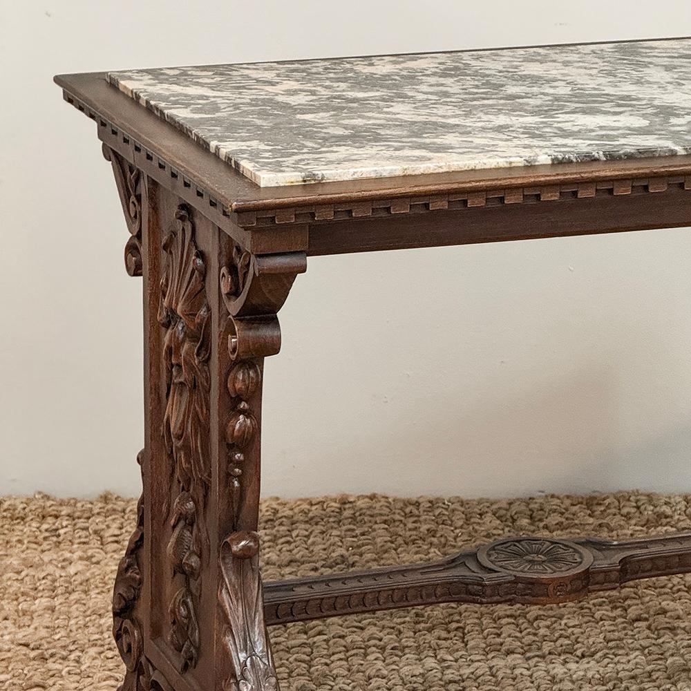 Ancienne table d'appoint Renaissance à plateau en marbre en vente 6