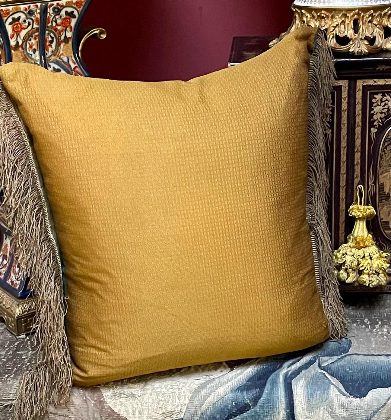 17th Century Antique  Renaissance Metallic Embroidered  Panel circa 1600 Now A Pillow For Sale