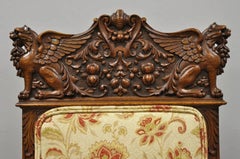 Antique Renaissance Oak Winged Griffin Paw Foot Dining Chair Attr RJ Horner Pair