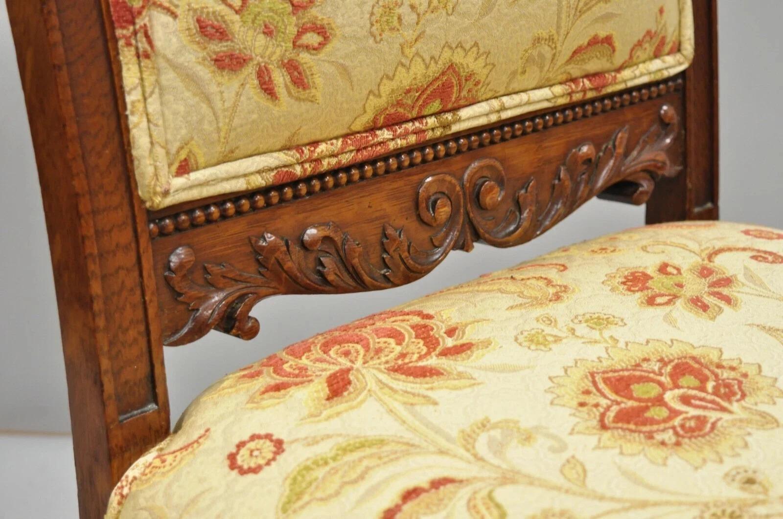 Antique Renaissance Oak Winged Griffin Paw Foot Dining Chair Attr RJ Horner Pair For Sale 4