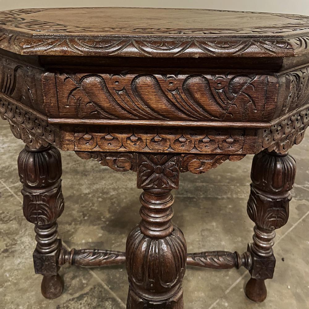 Antique Renaissance Octagonal End Table For Sale 1