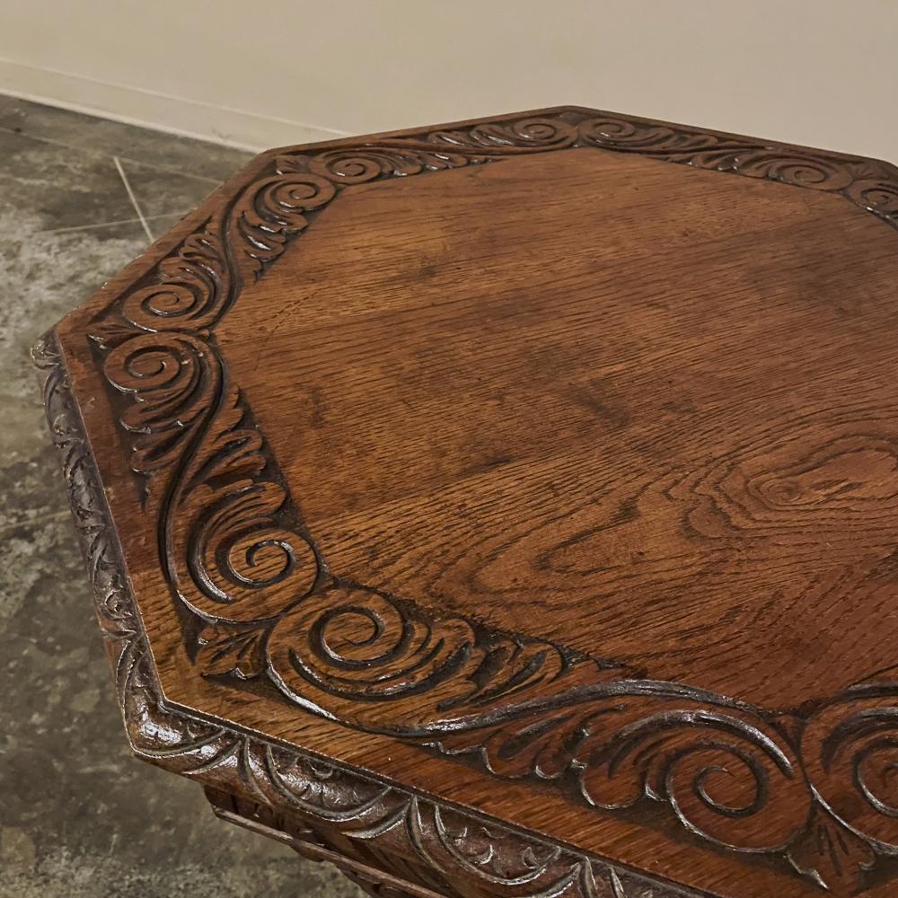 Antique Renaissance Octagonal End Table For Sale 5