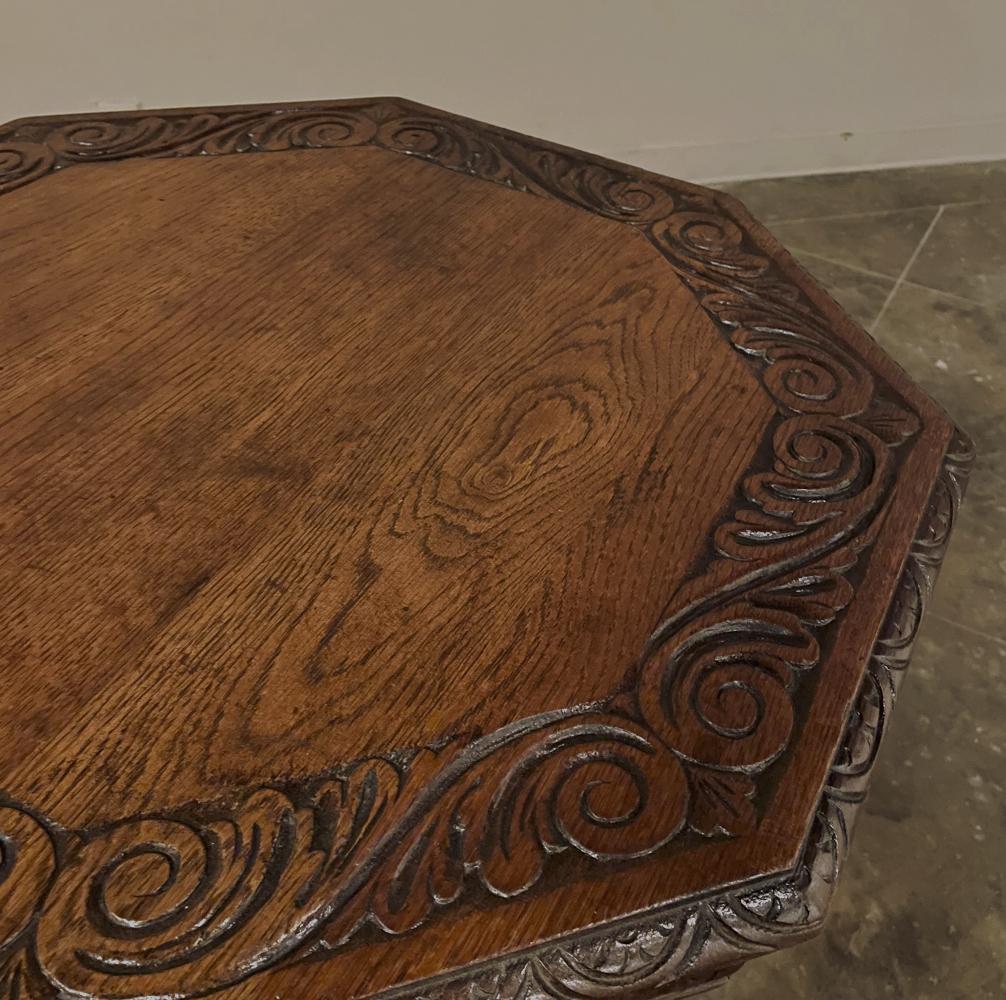 Antique Renaissance Octagonal End Table For Sale 5