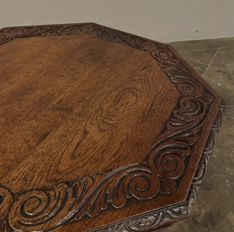 Antique Renaissance Octagonal End Table For Sale 8