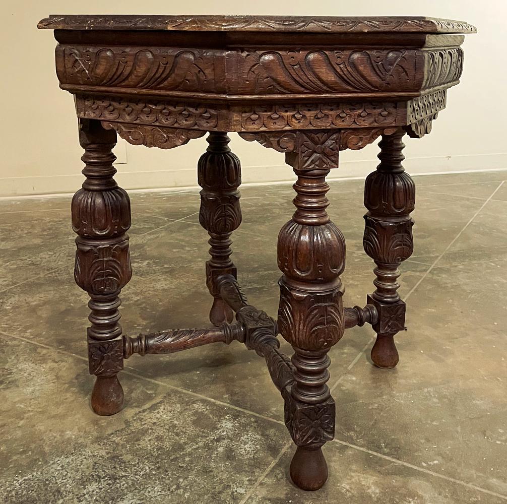 Renaissance Revival Antique Renaissance Octagonal End Table For Sale