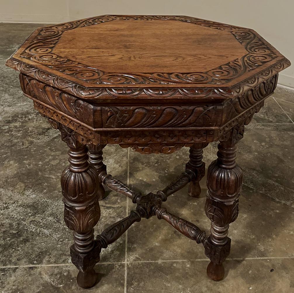Renaissance Revival Antique Renaissance Octagonal End Table For Sale