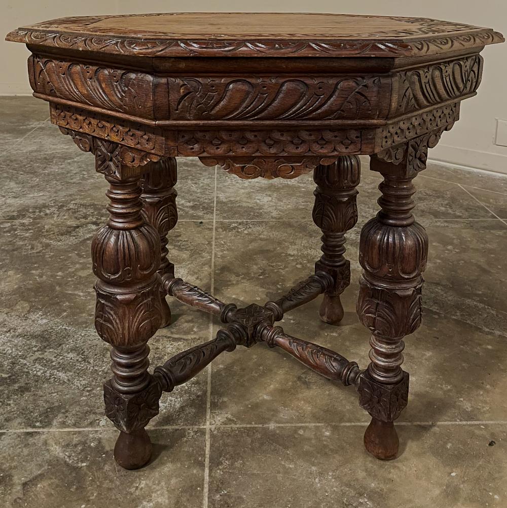 French Antique Renaissance Octagonal End Table For Sale