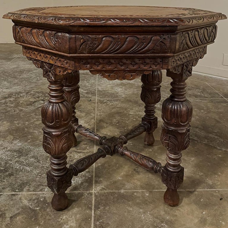 20th Century Antique Renaissance Octagonal End Table For Sale