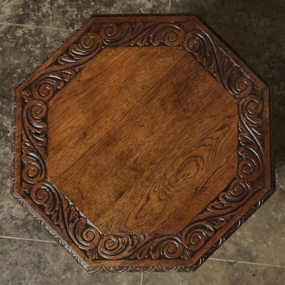 Hand-Crafted Antique Renaissance Octagonal End Table For Sale