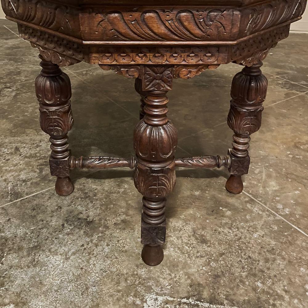 Antique Renaissance Octagonal End Table In Good Condition For Sale In Dallas, TX