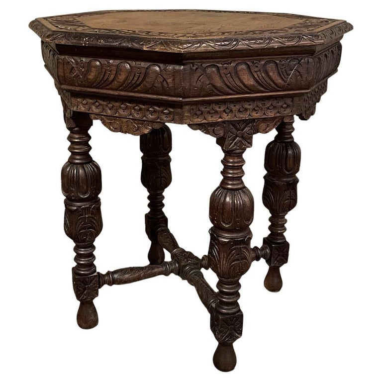Antique Renaissance Octagonal End Table For Sale