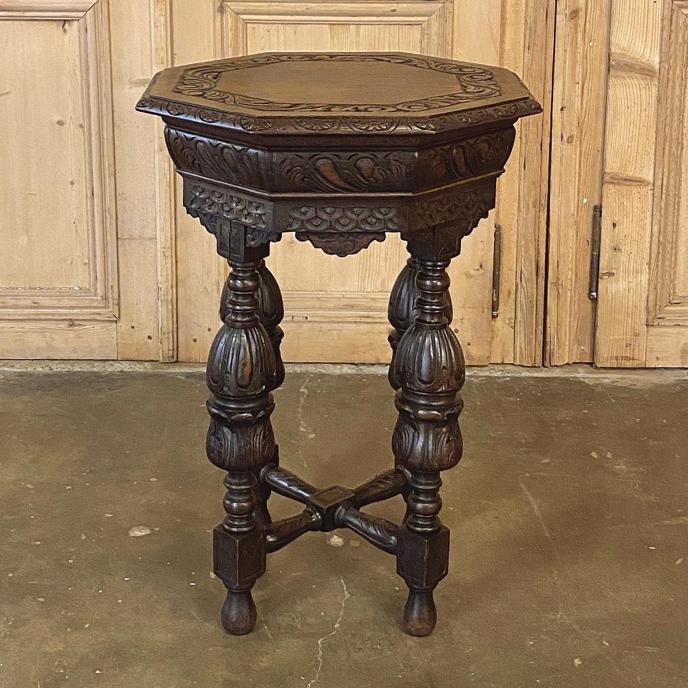 Renaissance Revival Antique Renaissance Octagonal Lamp Table or End Table
