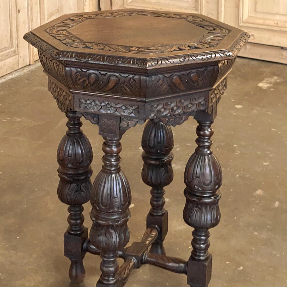 20th Century Antique Renaissance Octagonal Lamp Table or End Table