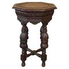 Antique Renaissance Octagonal Lamp Table or End Table