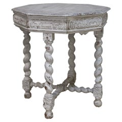 Antique Renaissance Octagonal Painted Center Table, End Table