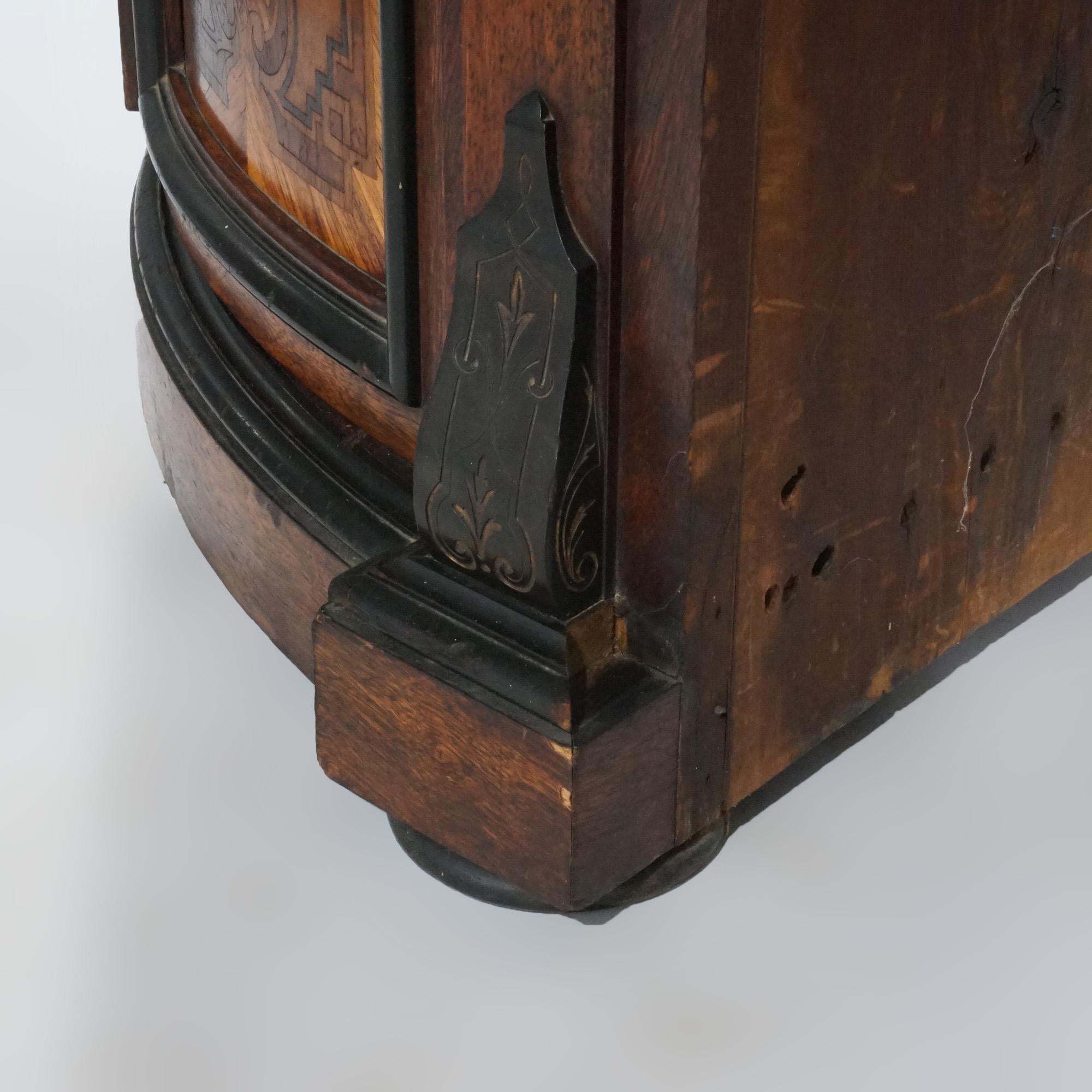 Antique Renaissance Revival Aesthetic Rosewood & Marquetry Corner Cabinet, C1880 For Sale 9