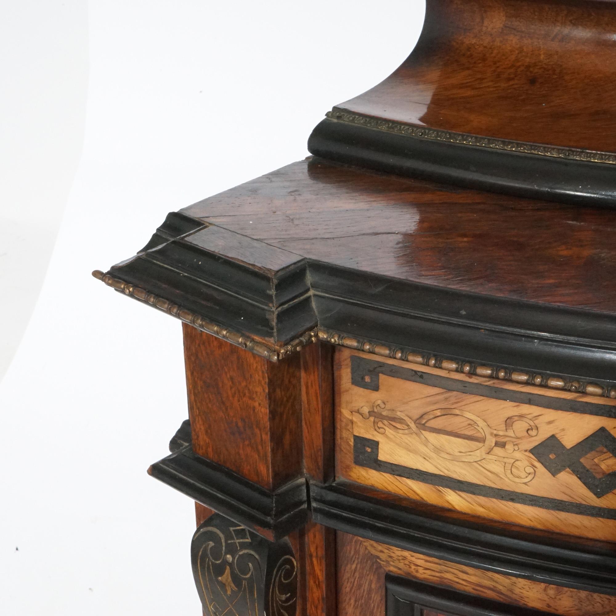 Antique Renaissance Revival Aesthetic Rosewood & Marquetry Corner Cabinet, C1880 For Sale 1