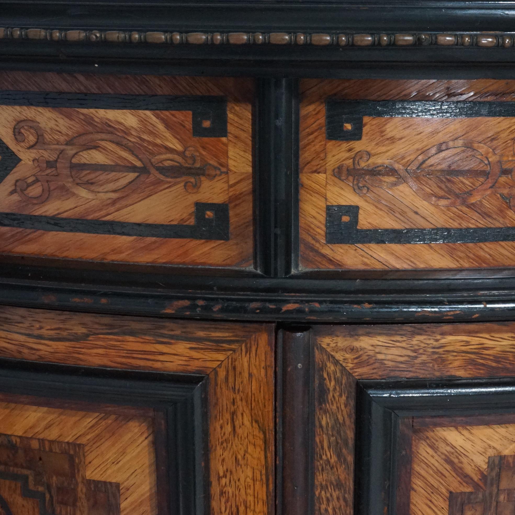 Antique Renaissance Revival Aesthetic Rosewood & Marquetry Corner Cabinet, C1880 For Sale 4