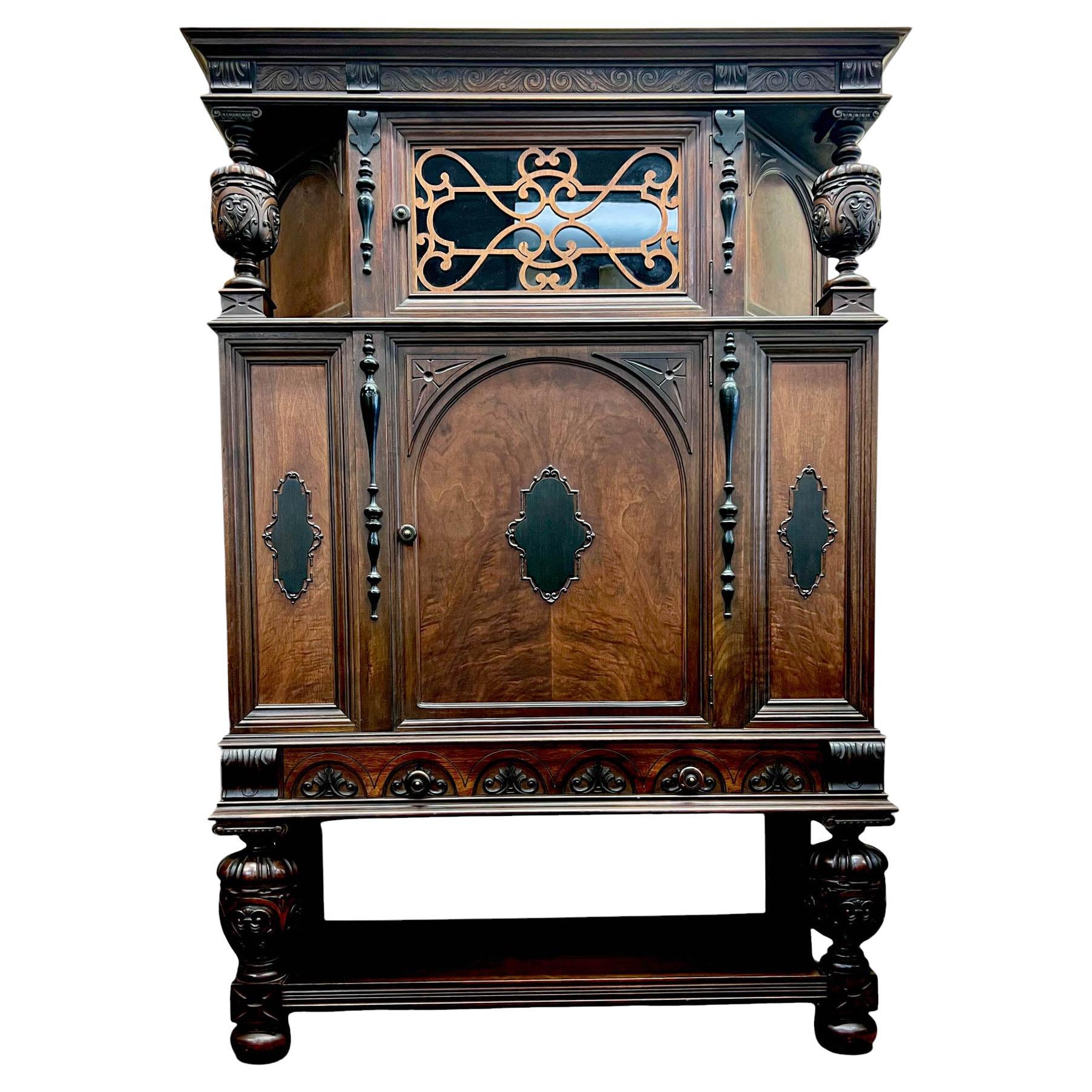 Antique Renaissance Revival Buffet Cabinet with Hutch, c. 1880–1900