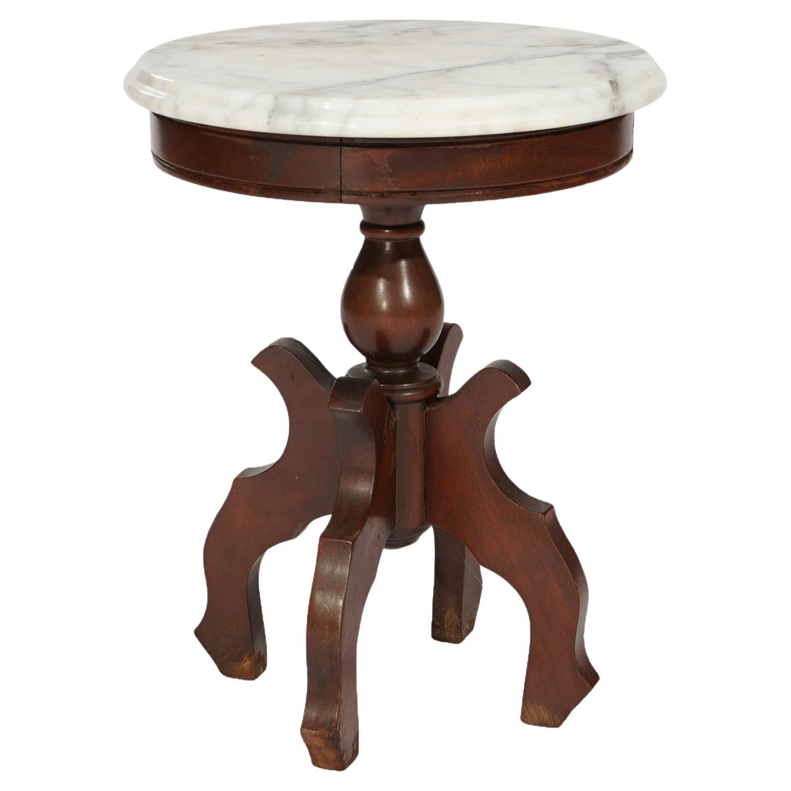 Victorian Carved Mahogany MarbleTop Round Table at 1stDibs