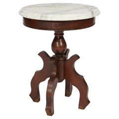 Antique Renaissance Revival Carved Mahogany Marble Top Side Stand 20th C