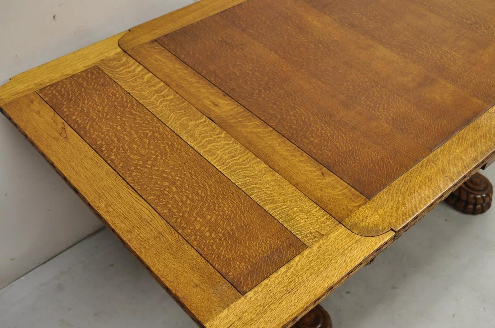 Antico tavolo da pranzo rinascimentale intagliato con ante a cassetto in Oak, piccolo refettorio in vendita 2