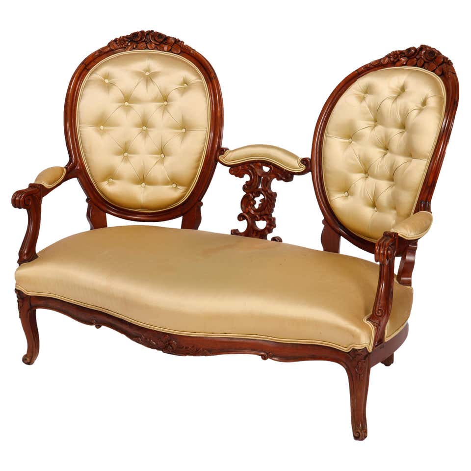 Parlor Set Antique French Louis XVI Carved Walnut Parlor Set, Settee and Armchairs ...