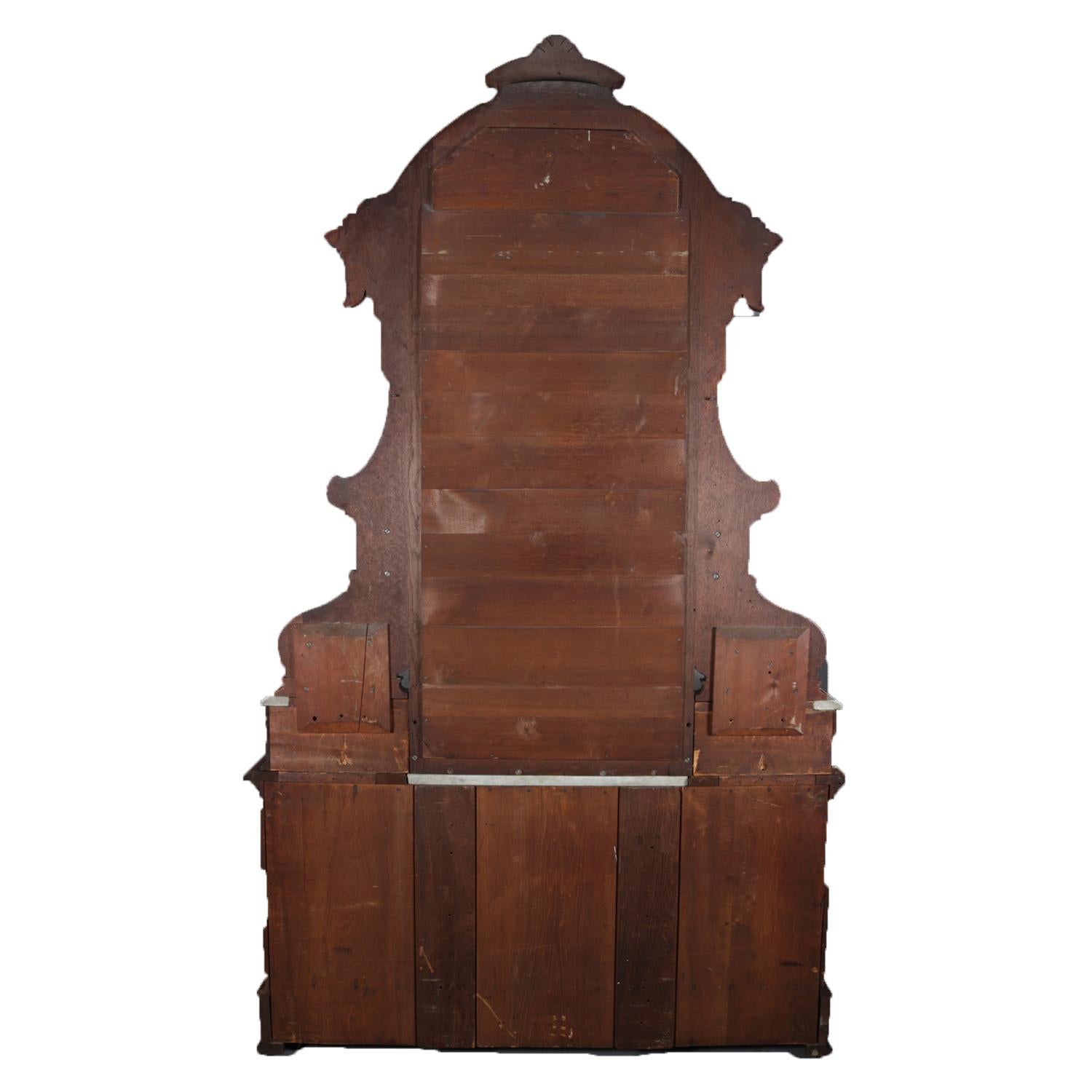 19th Century Antique Renaissance Revival Carved Walnut & Burl Drop Centre Dresser, circa 1880