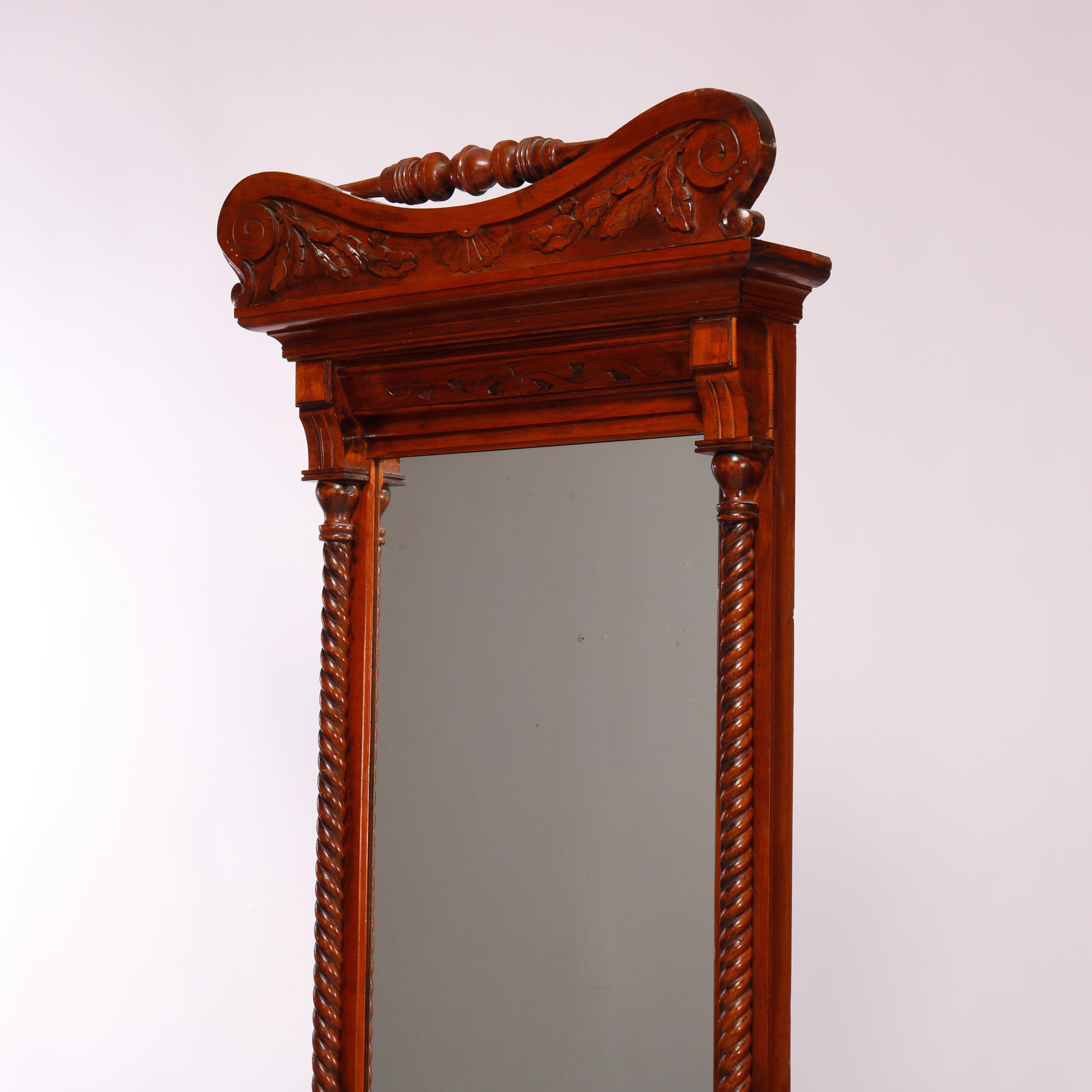 Antique Renaissance Revival Carved Walnut & Burl & Marble Pier Mirror, c1880 In Good Condition In Big Flats, NY