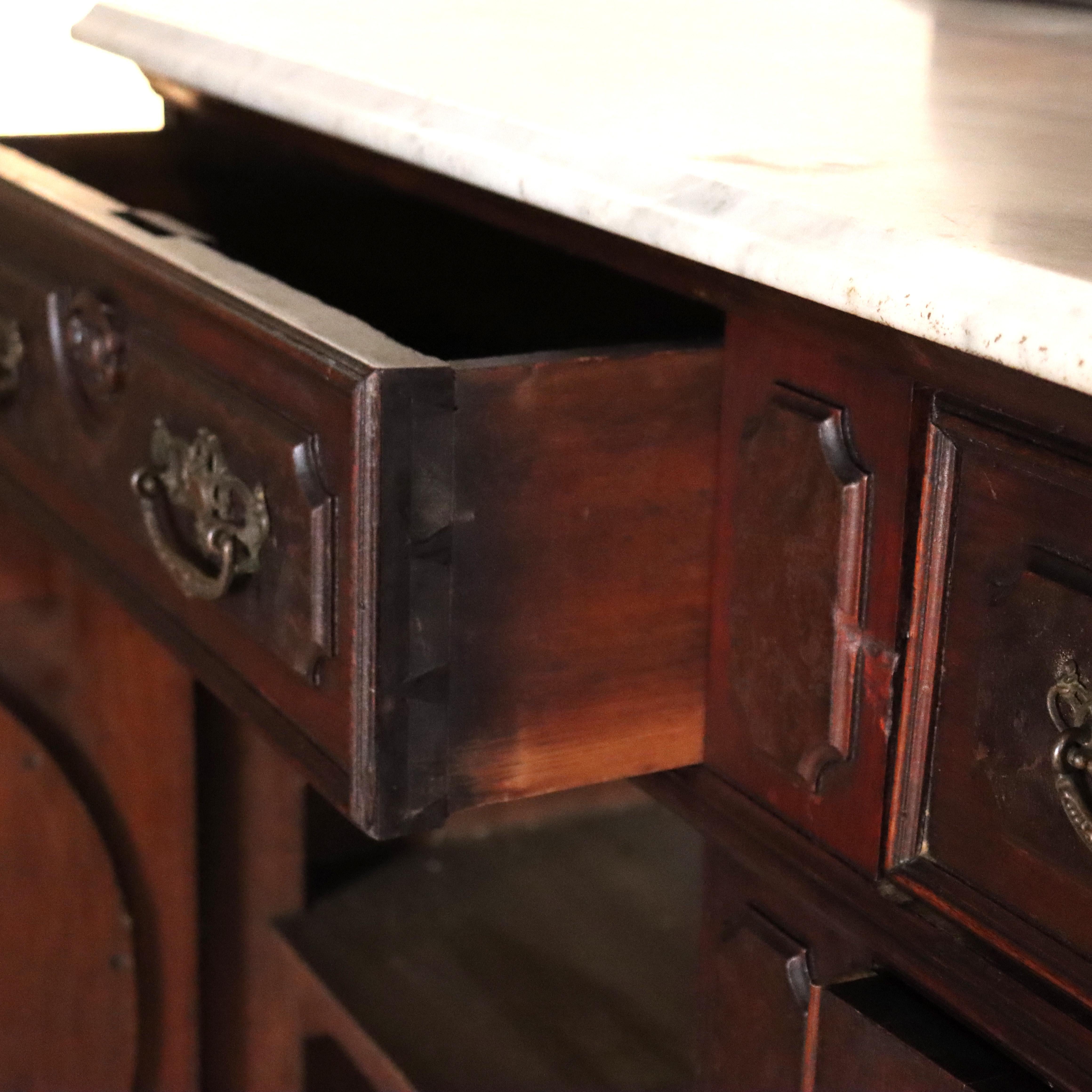 Antike Renaissance-Revival geschnitzt Nussbaum & Wurzel Marmor Top Sideboard c1890 im Angebot 6