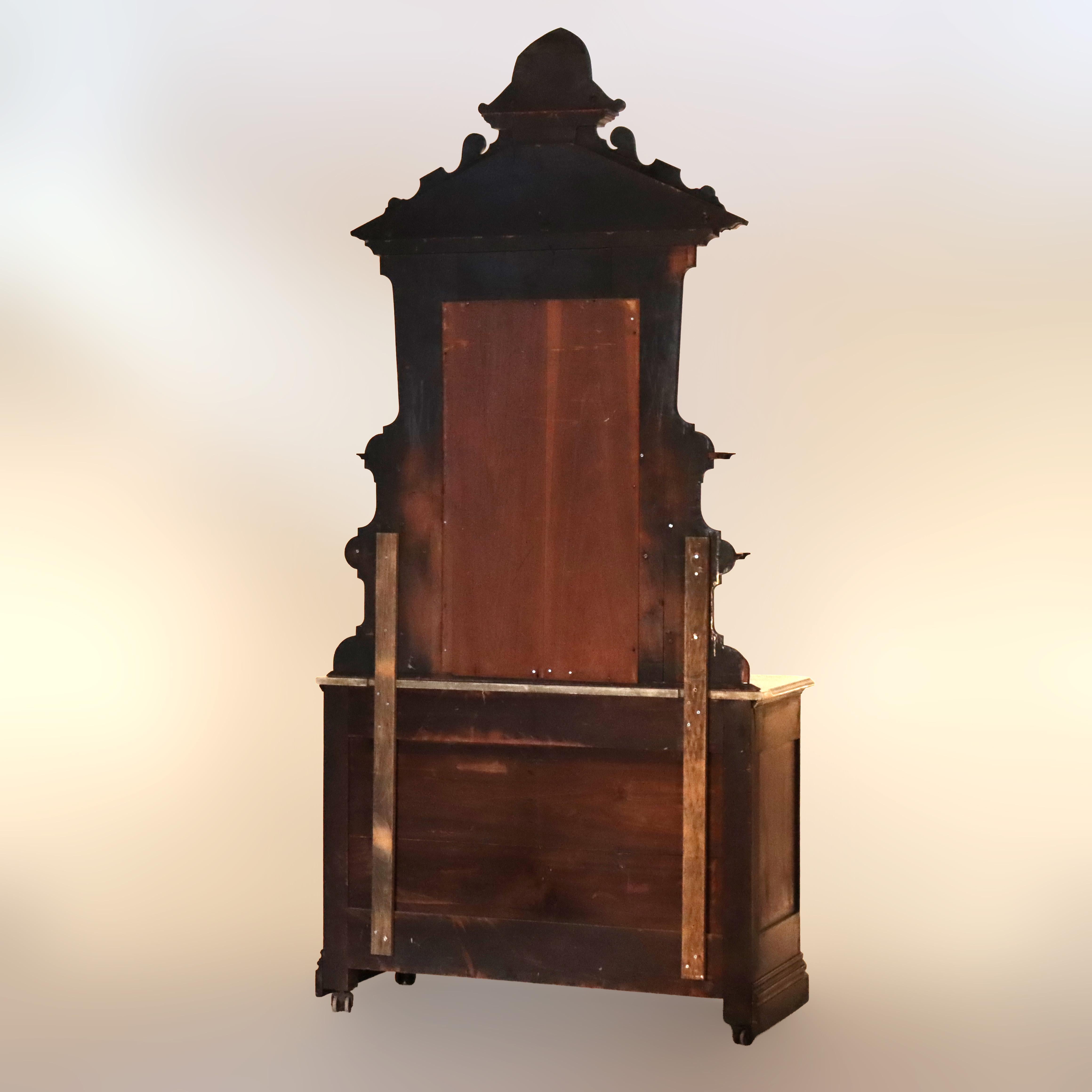 Antike Renaissance-Revival geschnitzt Nussbaum & Wurzel Marmor Top Sideboard c1890 im Angebot 8