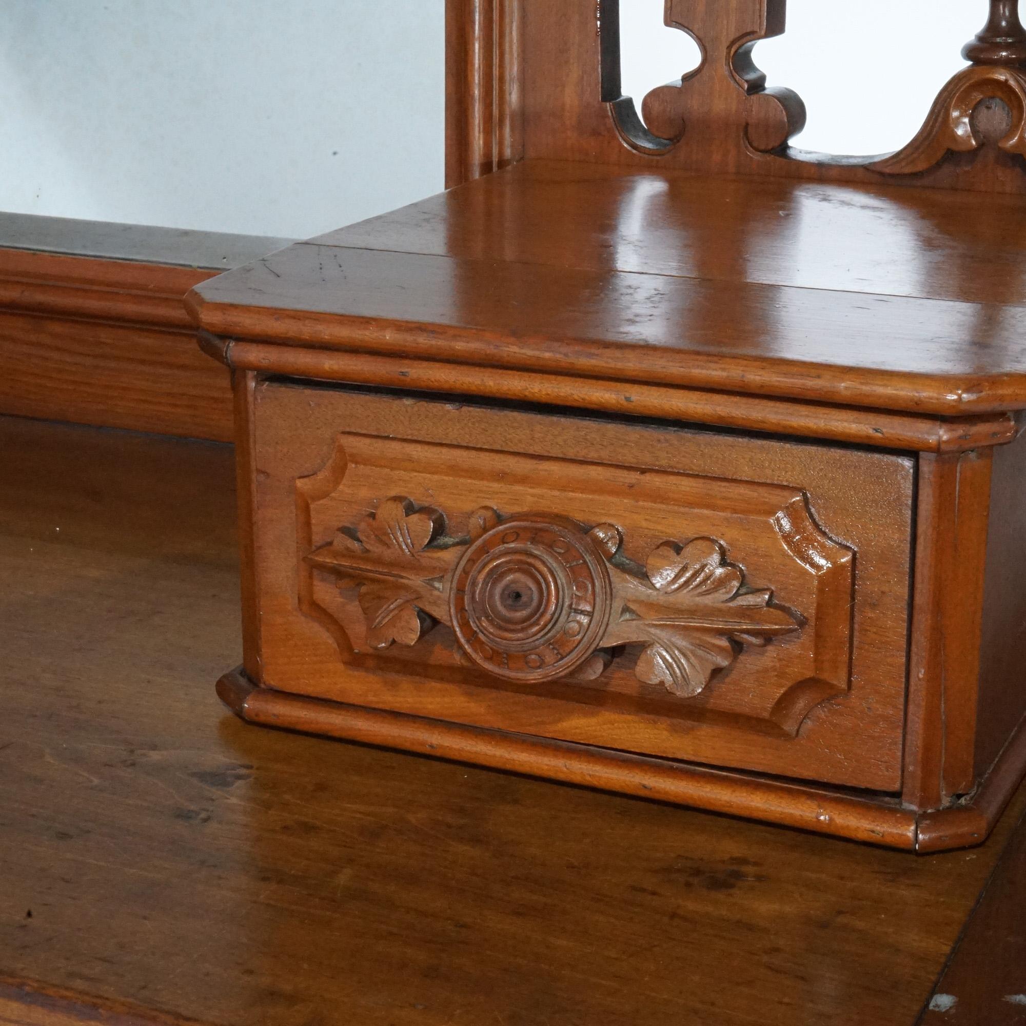 Antique Renaissance Revival Carved Walnut Dresser with Mirror circa 1880 For Sale 3