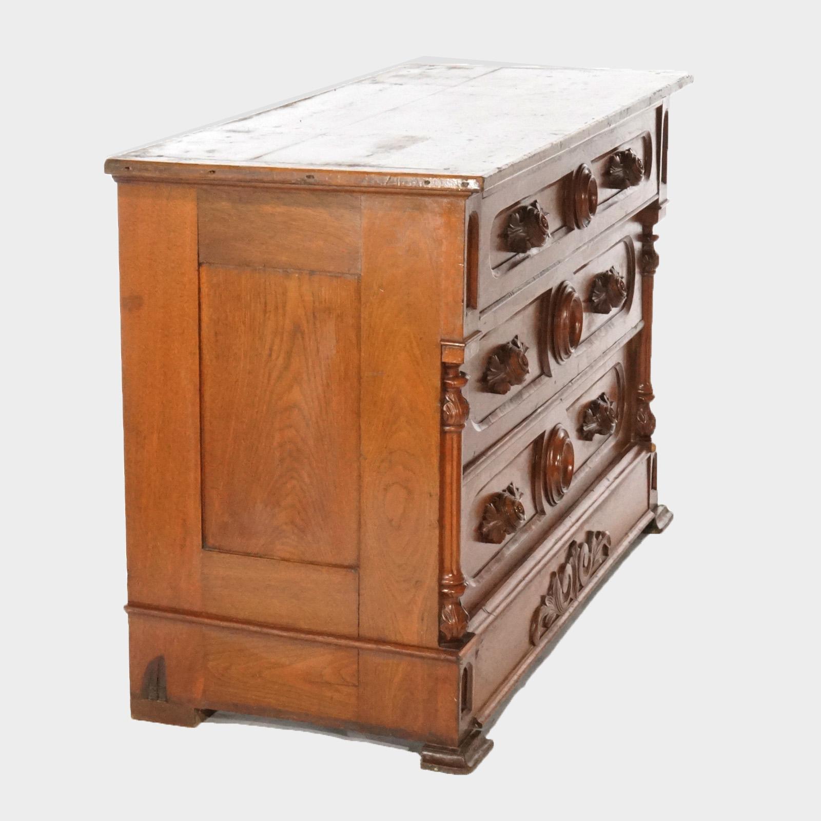 Antique Renaissance Revival Carved Walnut Dresser with Mirror circa 1880 For Sale 9