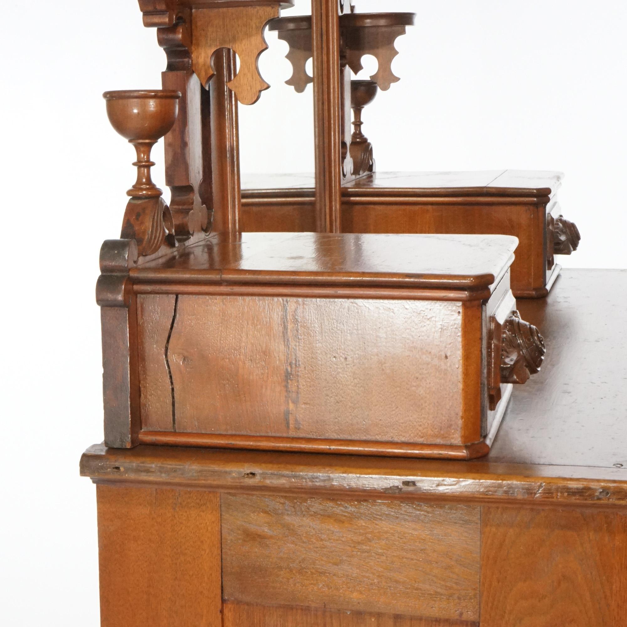 Antique Renaissance Revival Carved Walnut Dresser with Mirror circa 1880 For Sale 2