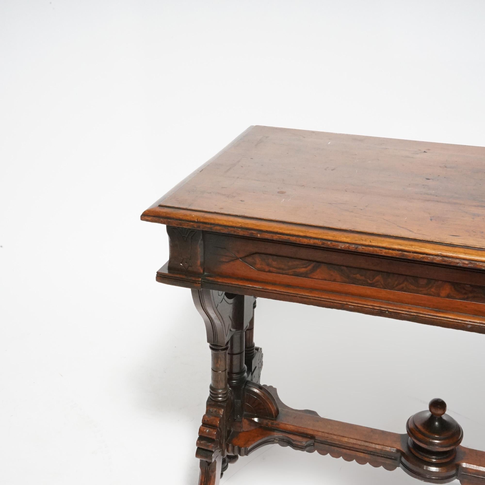 Antique Renaissance Revival Carved Walnut Library Table, Circa 1890 7