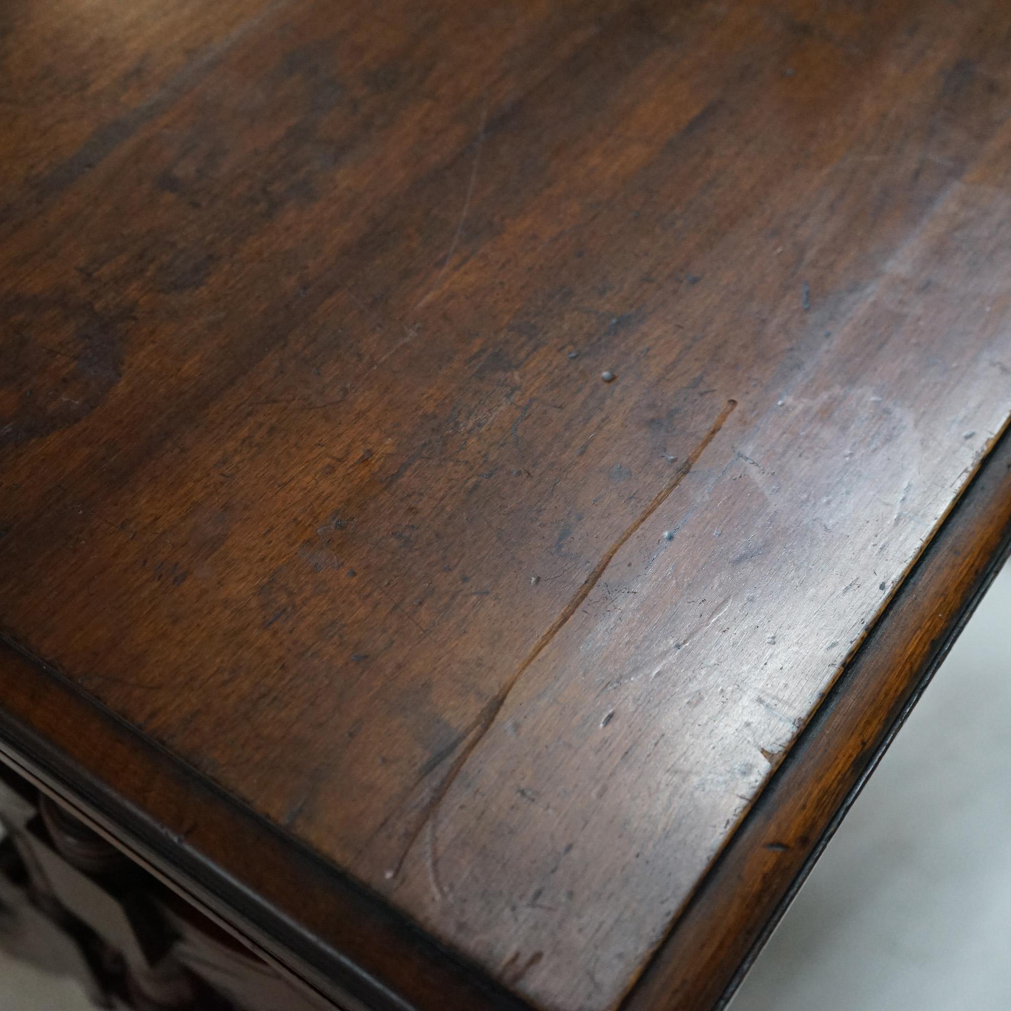 Antique Renaissance Revival Carved Walnut Library Table, Circa 1890 9
