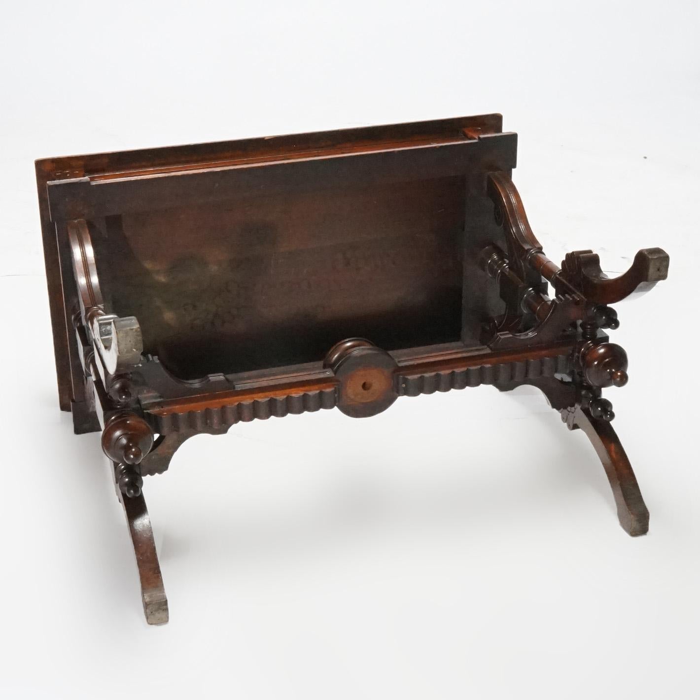 Antique Renaissance Revival Carved Walnut Library Table, Circa 1890 13